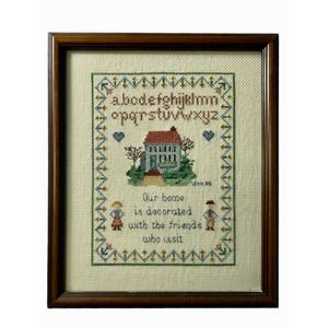 9x11 inch Custom Framed Vintage 1985 Crosstitch Folk Art Collectible